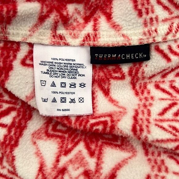 Land's End Therma Check Women's Red 1/4 Zip Snowflake Fleece Sweater Size Large - Picture 6 of 6